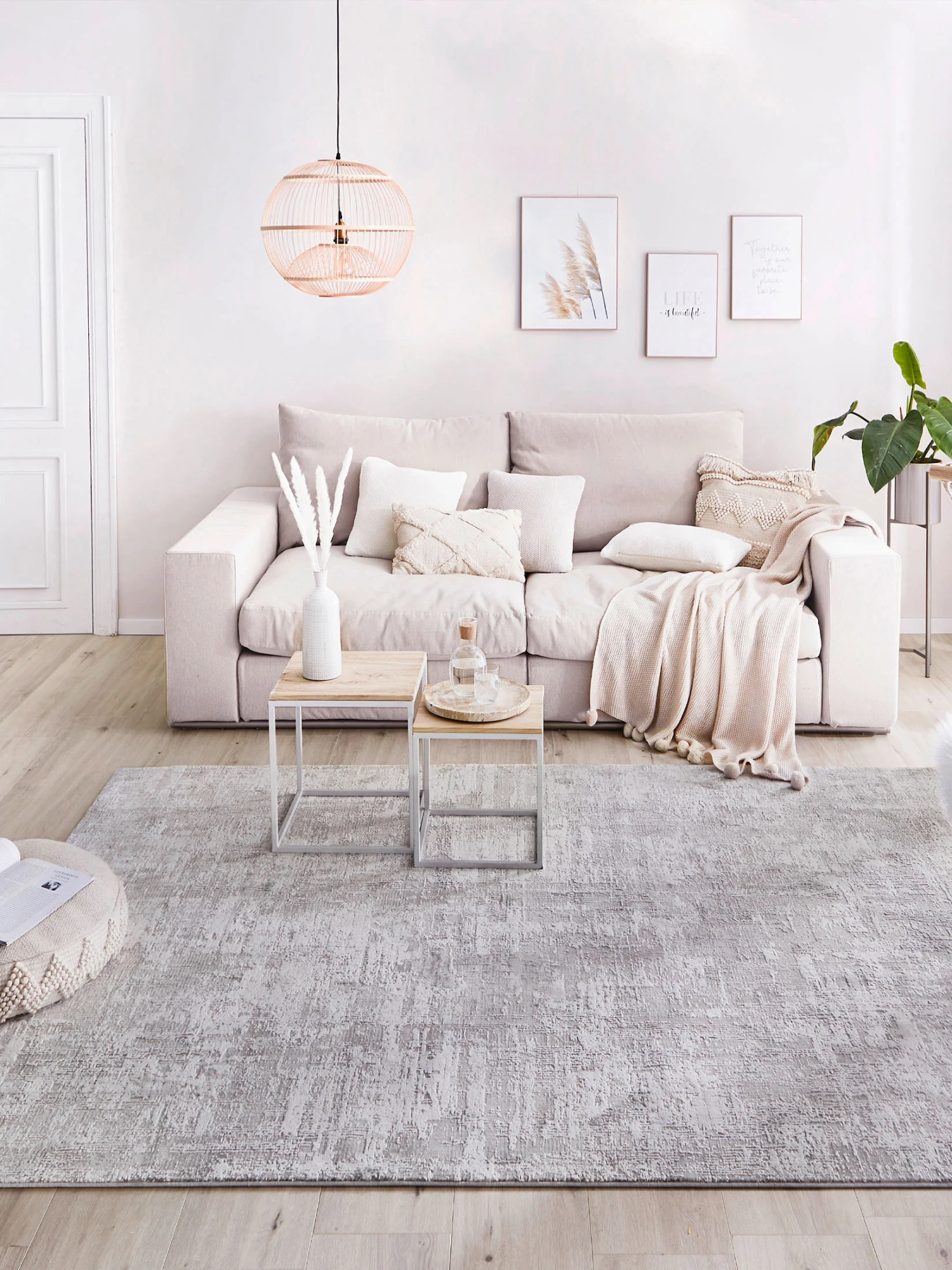 Vintage-Teppich, Mattsilber 3 Vintage-Teppich, Mattsilber