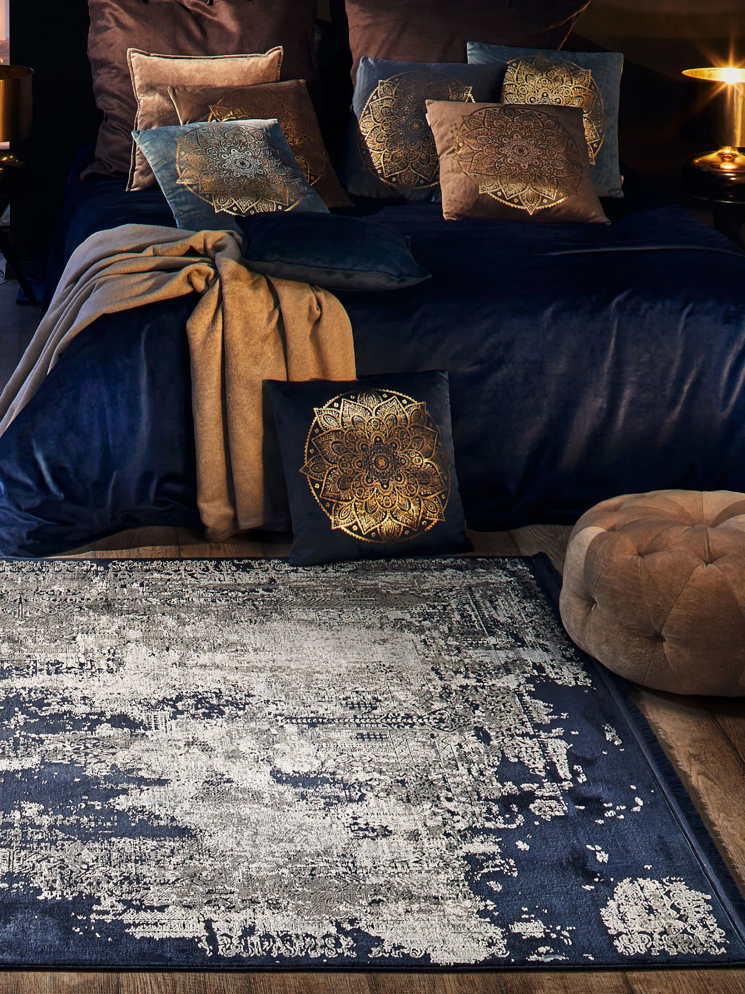 Vintage-Teppich, Royalblau 3 Vintage-Teppich, Royalblau