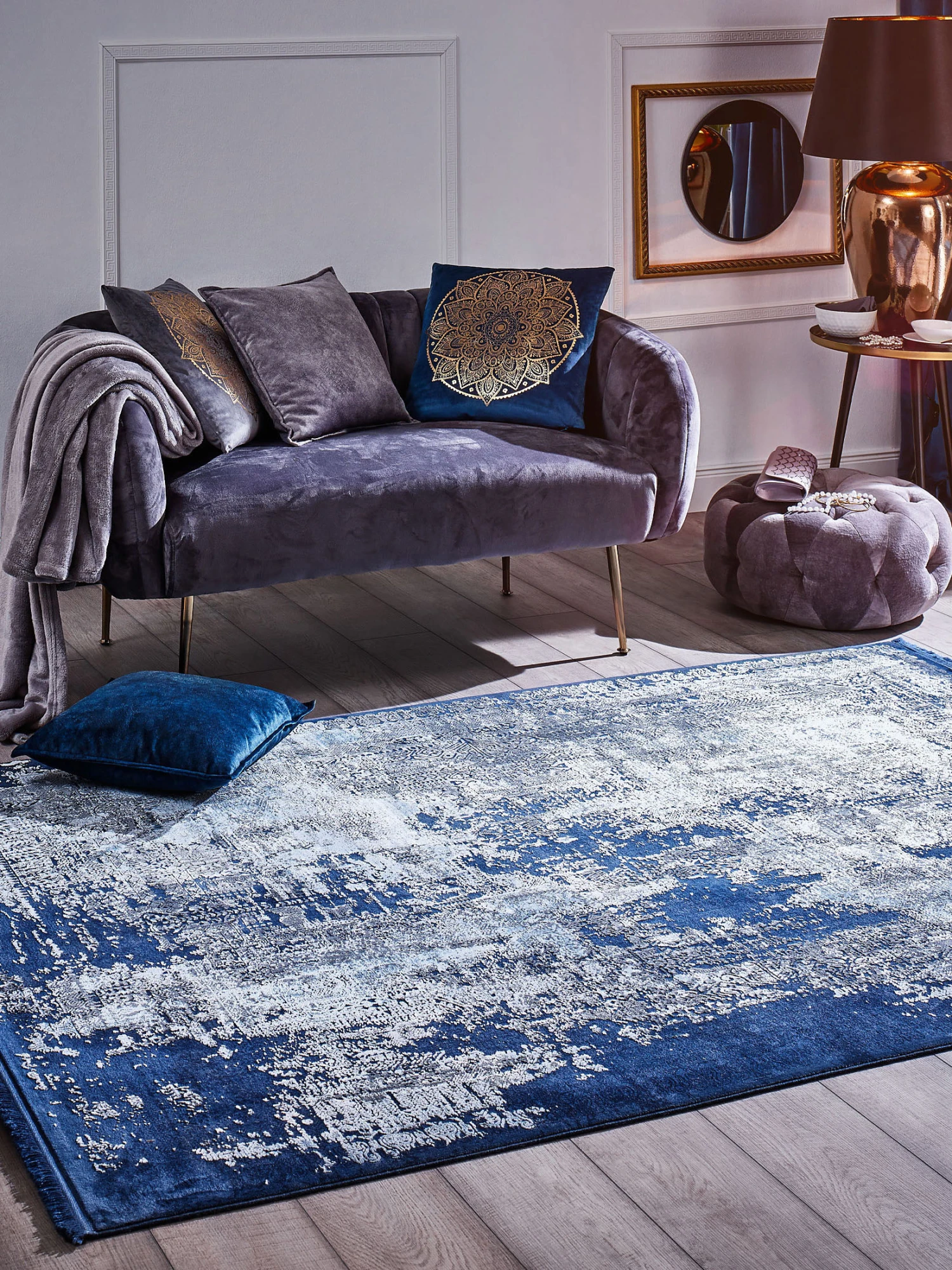 Vintage-Teppich, Royalblau 5 Vintage-Teppich, Royalblau – Bild 3