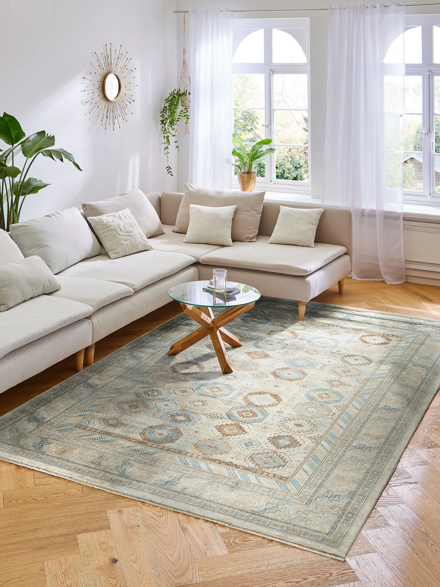 Vintage-Teppich, Blau/Gold 3 Vintage-Teppich, Blau/Gold