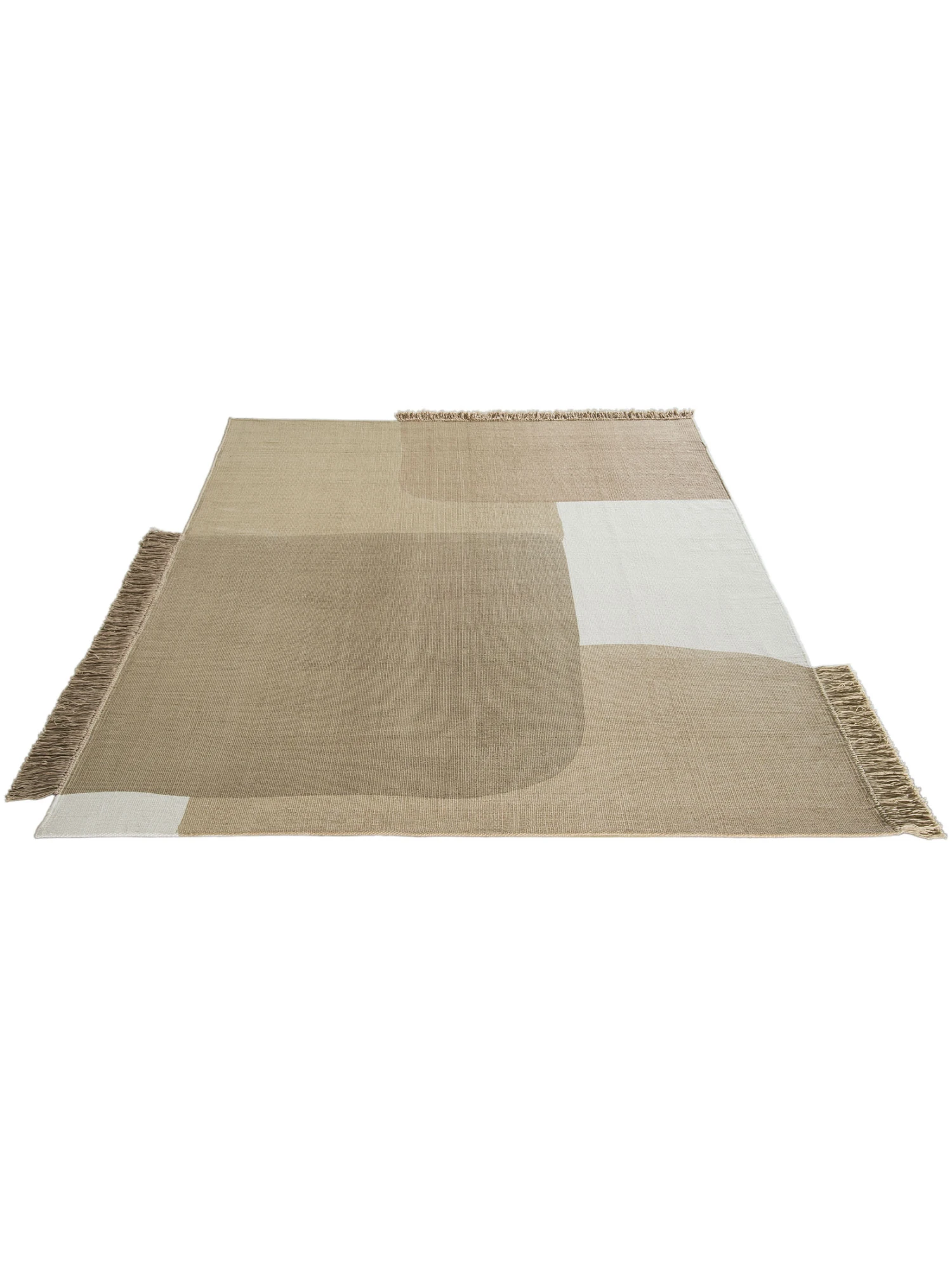 Flachgewebe-Teppich, Beige-Weiss 4 Flachgewebe-Teppich, Beige-Weiss – Bild 2