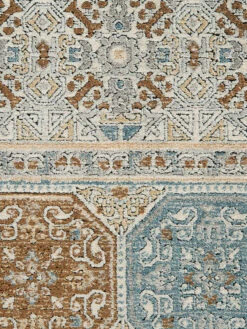 Vintage-Teppich, Blau/Gold/Silber -KayLa Verkaufsgeschäft Mamaras VintageTeppich Blau BlauGoldSilber 200x290 lup