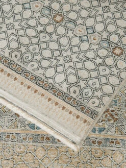 Vintage-Teppich, Blau/Gold/Silber -KayLa Verkaufsgeschäft Mamaras VintageTeppich Blau BlauGoldSilber 200x290 wel