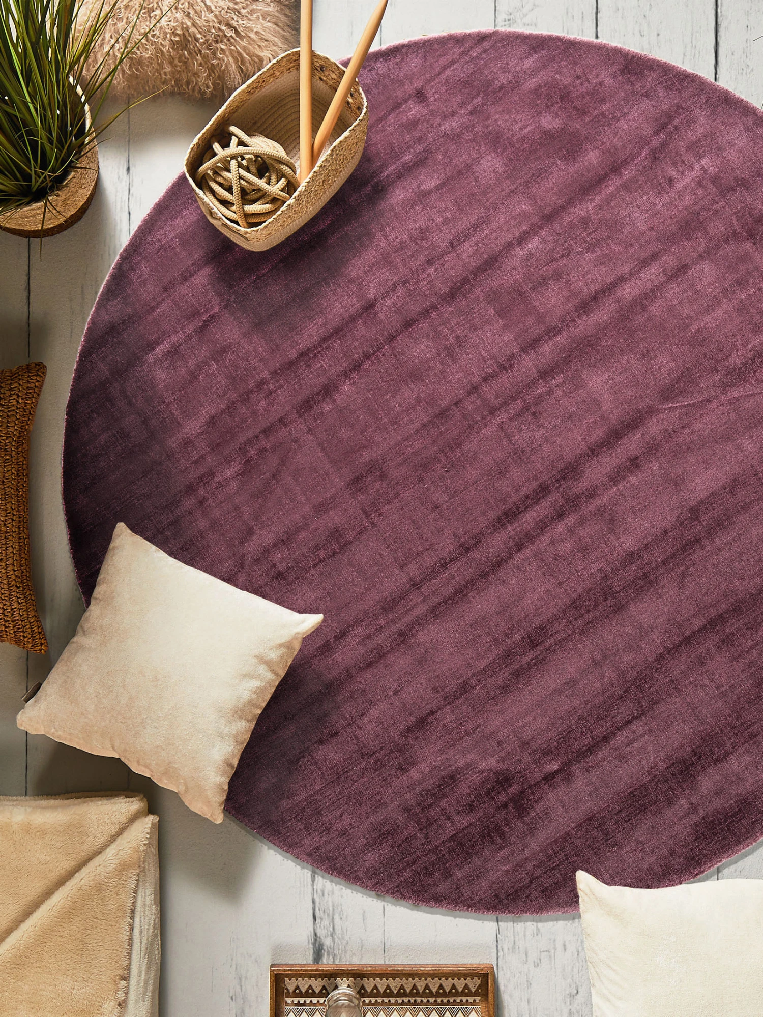 Viskose-Teppich, Aubergine 3 Viskose-Teppich, Aubergine