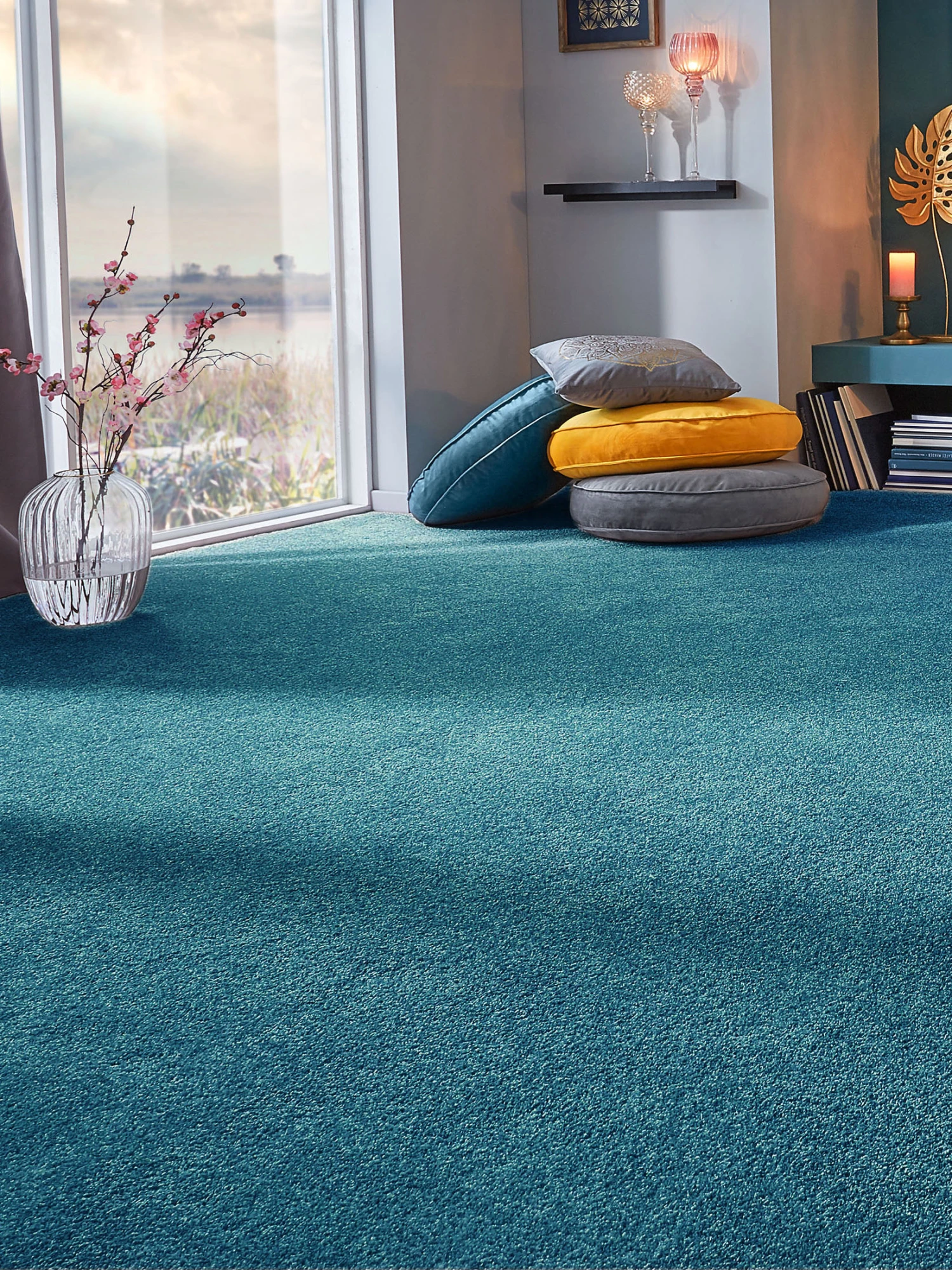 Velours-Teppichboden, Petrol 3 Velours-Teppichboden, Petrol