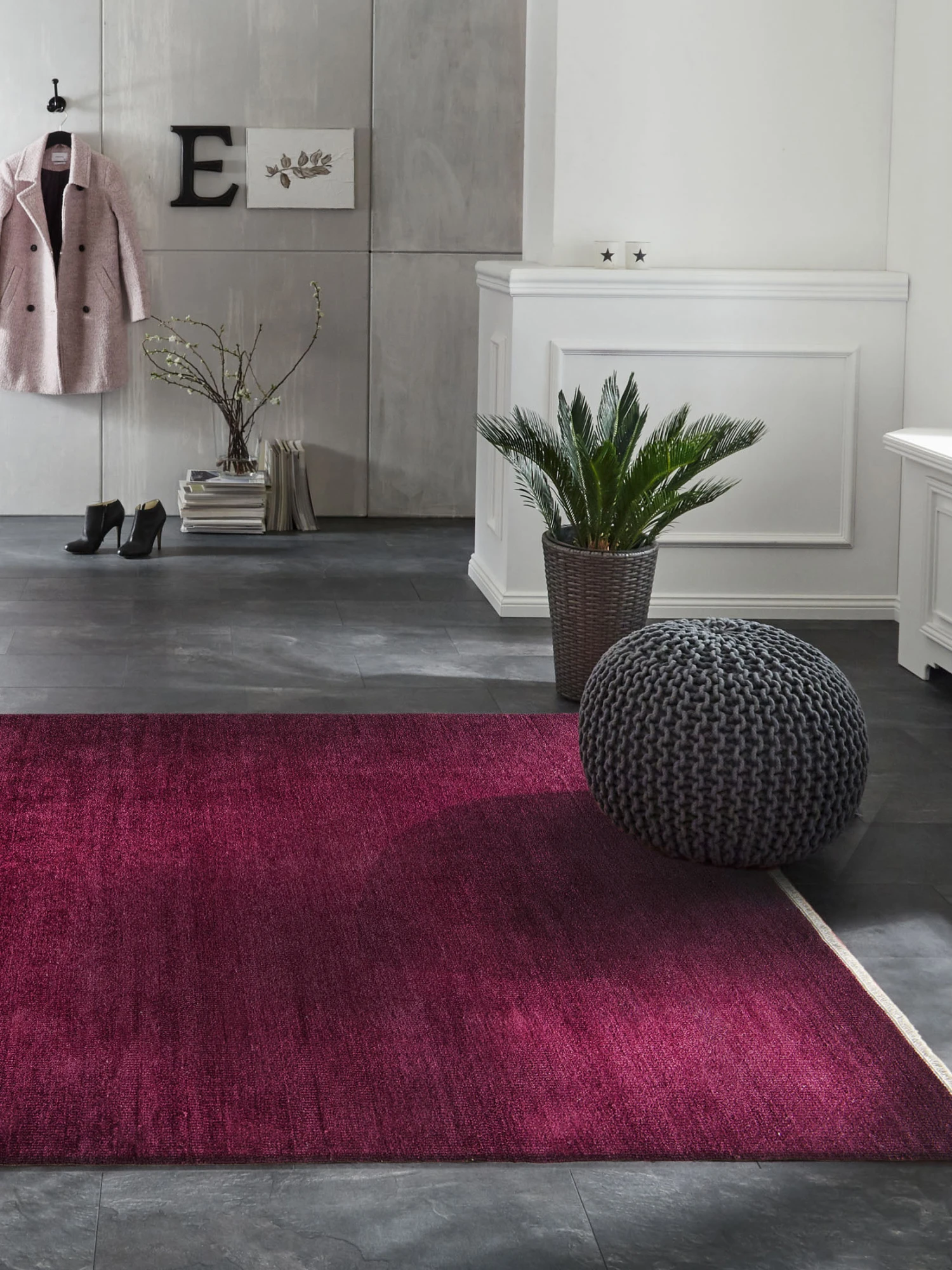 Flachgewebe-Teppich, Aubergine 3 Flachgewebe-Teppich, Aubergine