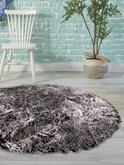 Kunstfell-Teppich, Steingrau