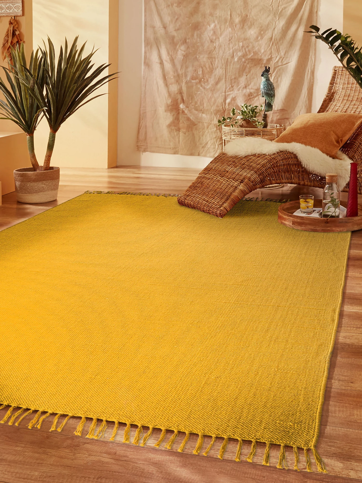 Baumwoll-Teppich, Sonnengelb 2 Baumwoll-Teppich, Sonnengelb