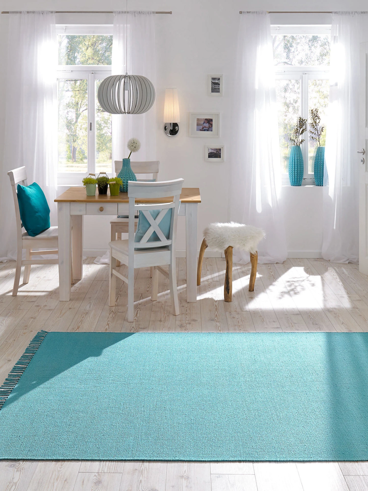 Flachgewebe-Teppich, Türkis 3 Flachgewebe-Teppich, Türkis