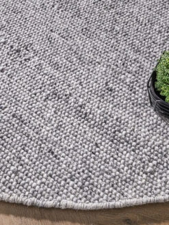 Woll-Teppich, Grey -KayLa Verkaufsgeschäft Tjaellmo HandwebTeppich Grau Grey 200rund lup2